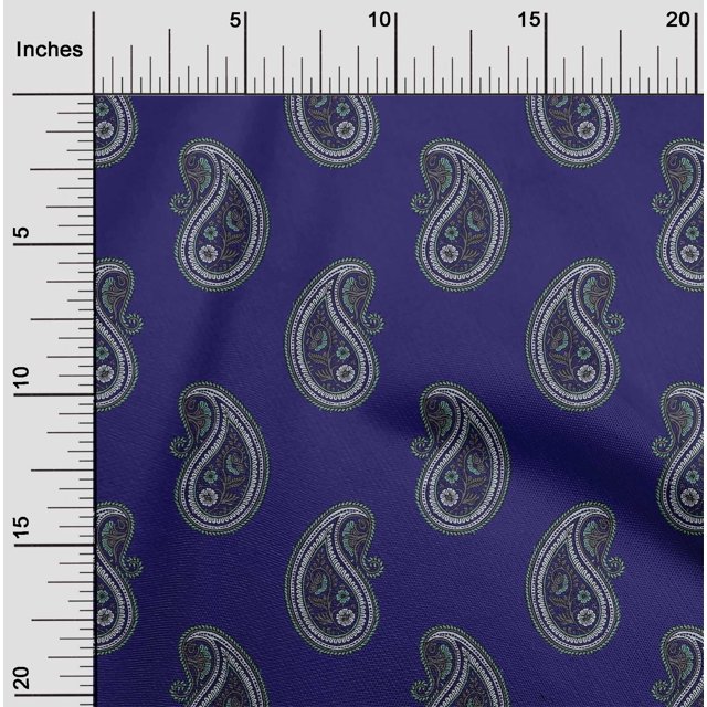 oneOone Cotton Poplin Fabric Paisley Block Decor Fabric Printed BTY 42 Inch Wide