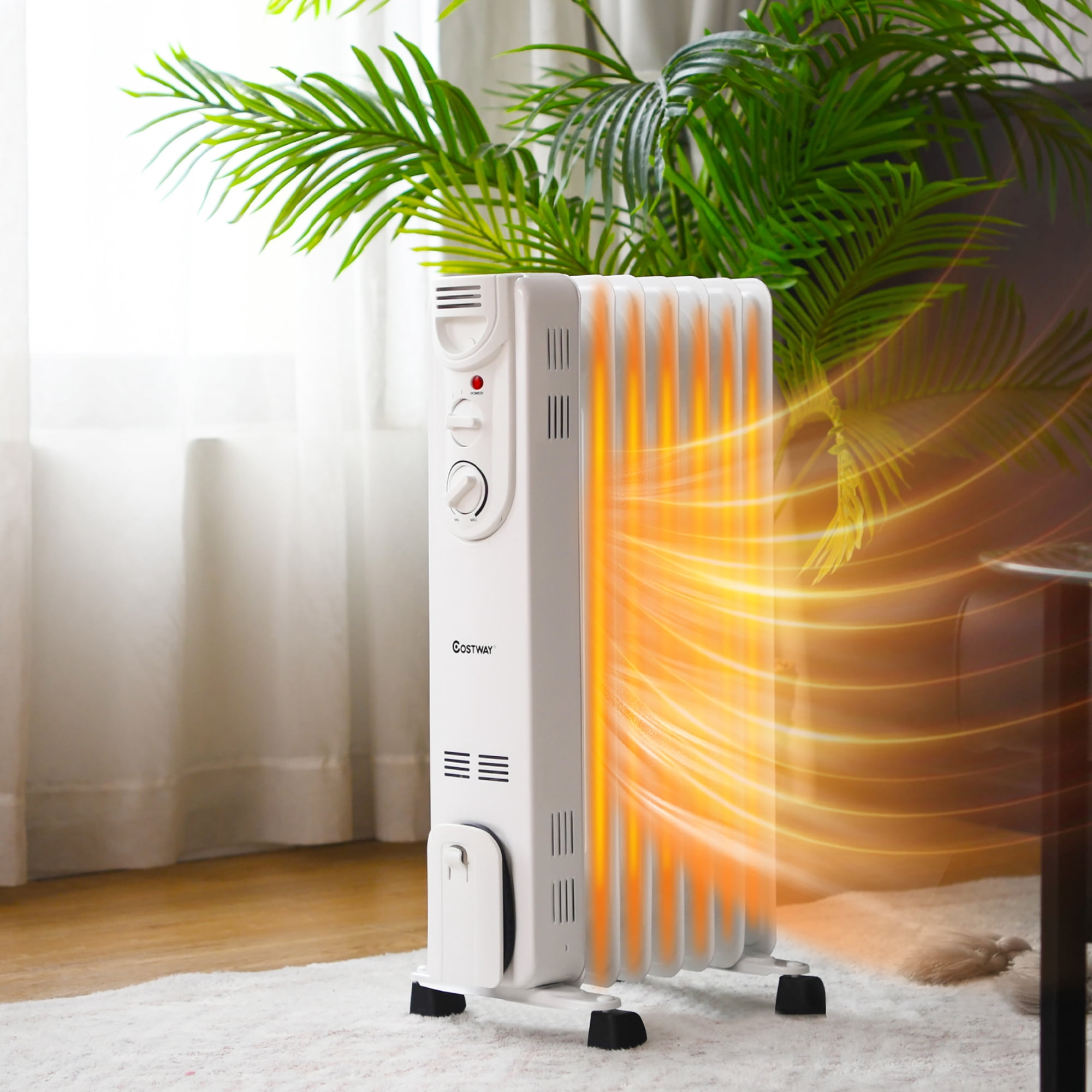 Costway 1500W Electric Oil Filled Radiator Space Heater 5-Fin Thermostat Room Radiant