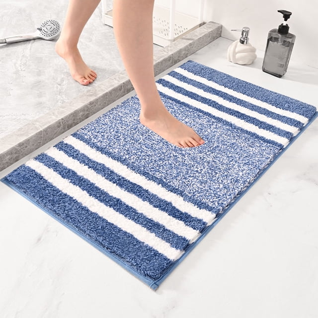 Wuztai Extra Thick Microfiber Door Mat, Non-Slip Absorbent Striped Rug, Bathroom Kitchen Entryway Floor Mat for Wet Areas Home Decor