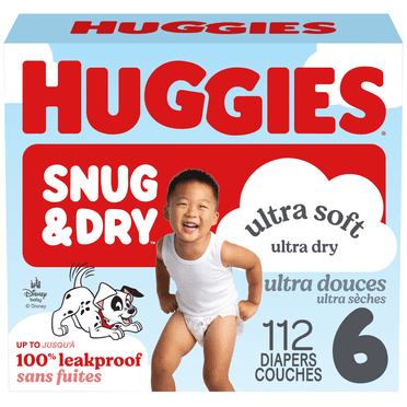 Huggies Snug & Dry Baby Diapers, Size 6 (28-44 lbs), 112 Count