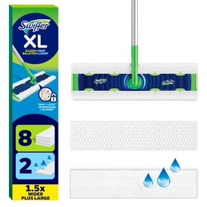 Swiffer Sweeper XL 2-in-1 Dry + Wet Floor Mopping and Sweeping Kit, Multi-Surface Kit for Floor Cleaning, Kit Includes 1 XL Sweeper, 8 XL Dry Sweeping Cloths, 2 XL Wet Mopping Cloths