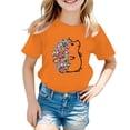 thumbnail image 1 of PMVFHDE Hauts pour Filles T-Shirts pour Filles T-Shirts Graphiques T-Shirts pour Fille Hauts d'Été Tendance pour Filles Hauts d'Été pour Fille T-Shirt Graphique Mignon pour Fille Col Rond Manches Courtes T-Shirt d'Été Orange, 9-10 Ans, 1 of 5