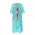 thumbnail image 2 of Pisexur Robe Grande Taille pour Femmes Ensemble Deux Pièces Robes d'Été - Été Décontracté Imprimé Floral Col Rond Sans Manches Jupe Unie Robe Maxi en Chiffon, 2 of 6