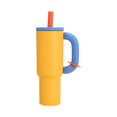 thumbnail image 1 of Tasse à Glace Isolée en Paille en Acier Inoxydable 40oz Grande Capacité Tasse Thermique Gobelet avec Tasse à Café Jaune, 1 of 6