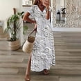 thumbnail image 2 of UPPADA Robe Maxi à Col en V pour Femme, Imprimé Floral, Robe d'Été Décontractée à Manches Courtes, Style Bohème, Robe de Plage avec Fente Latérale, Robe de Cocktail pour Fête, Robe Ajustée Femme Blanche, TTTG, 2 of 3