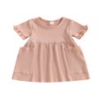 thumbnail image 1 of Girl Short Sleeve  Neck Solid Pockets Princess A-Lined Dress, 1 of 8