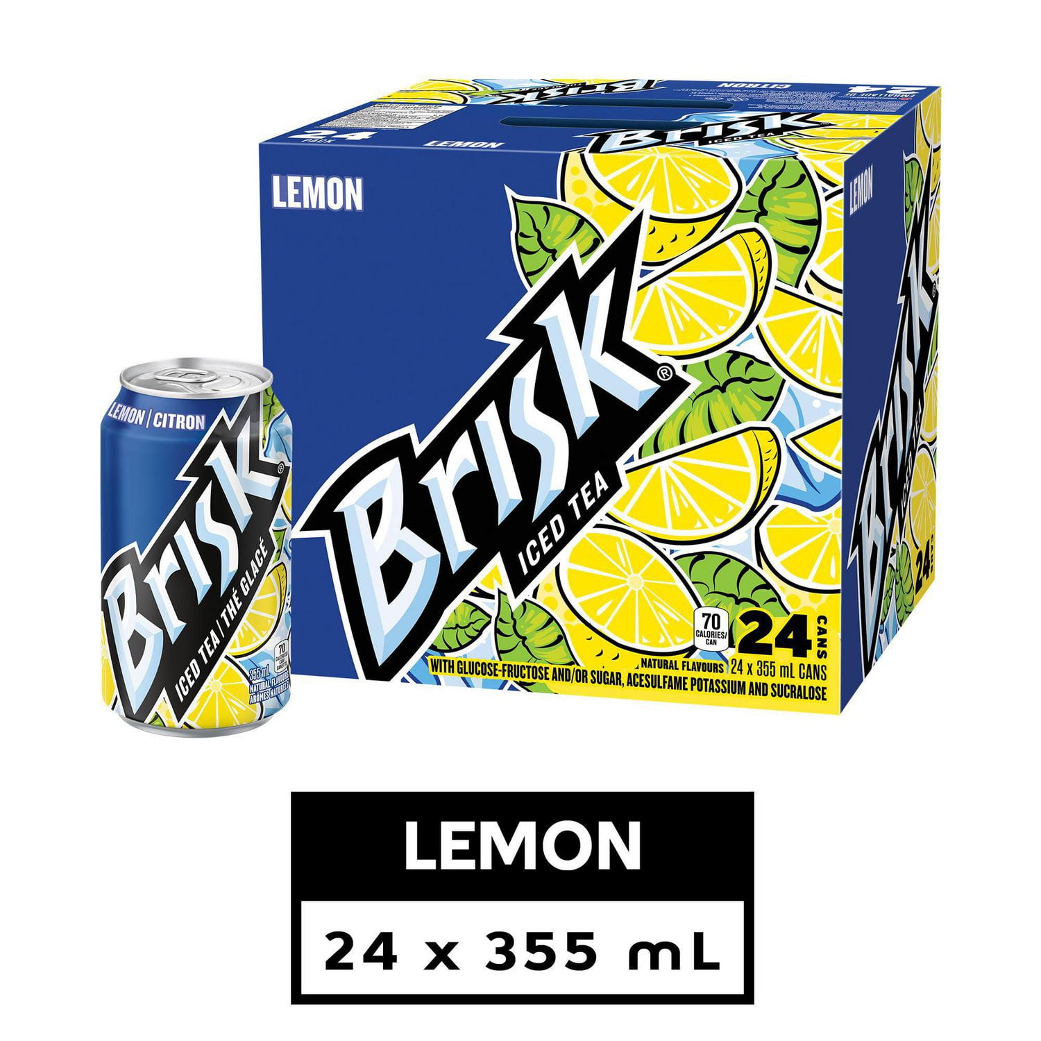 Le thé glacé au citron Brisk, 24 x 355 mL, canettes.