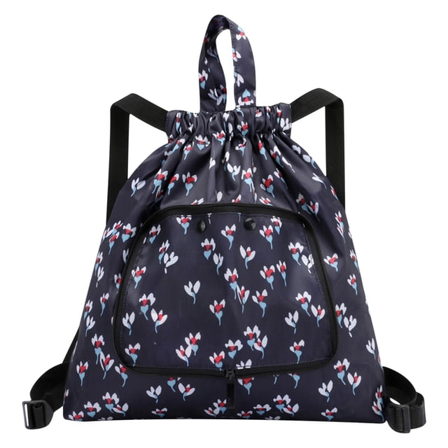 Amzcrzy Home Decor, Storage Bag, Storage Basket, Foldable Large Capacity Travel Backpack Drawstring Pocket Light Nylon Cloth Multifunctional Print Foldable Bag Organizer Foldable Capacity