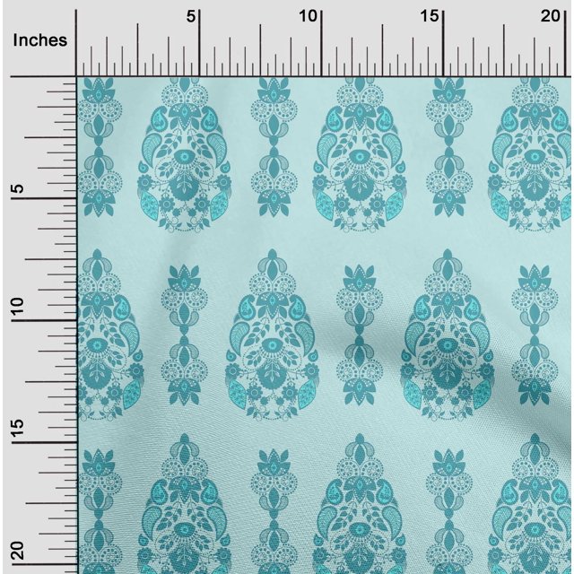 oneOone Georgette Viscose Fabric Leaves & Floral Ethnic Printed Craft Fabric BTY 42 Inches Wide