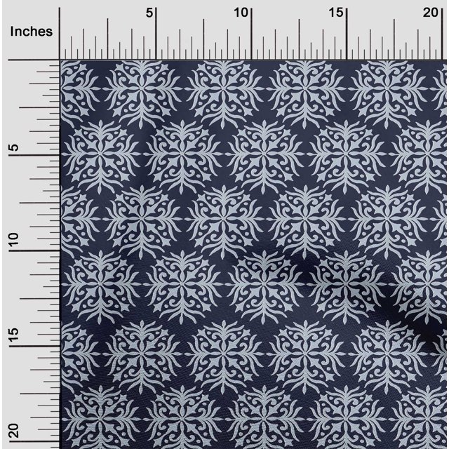 oneOone Silk Tabby Fabric Floral Block Print Fabric BTY 42 Inch Wide