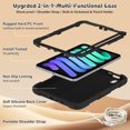 thumbnail image 3 of Étui pour iPad Mini 7 A17 Pro 2024/Mini 6 2021 8,3 Pouces 7e/6e Gén. avec Support Papillon, Étui de Protection Robuste et Résistante avec Porte-Crayon et Bandoulière pour Enfants Filles, Noir, 3 of 7