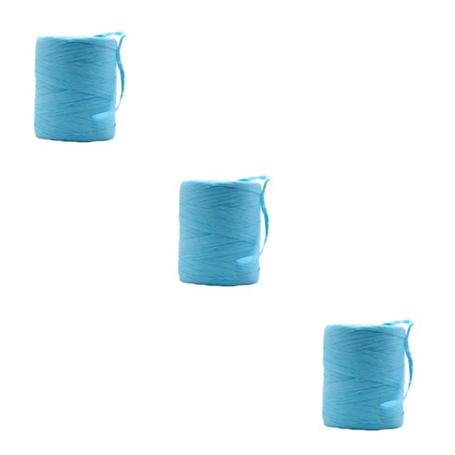 Decodeary Sturdy And Durable Raffia Rope Yarn For DIY Crafts Beautiful Colors Fiber Natural Paper Ribbon acid blue 3Set