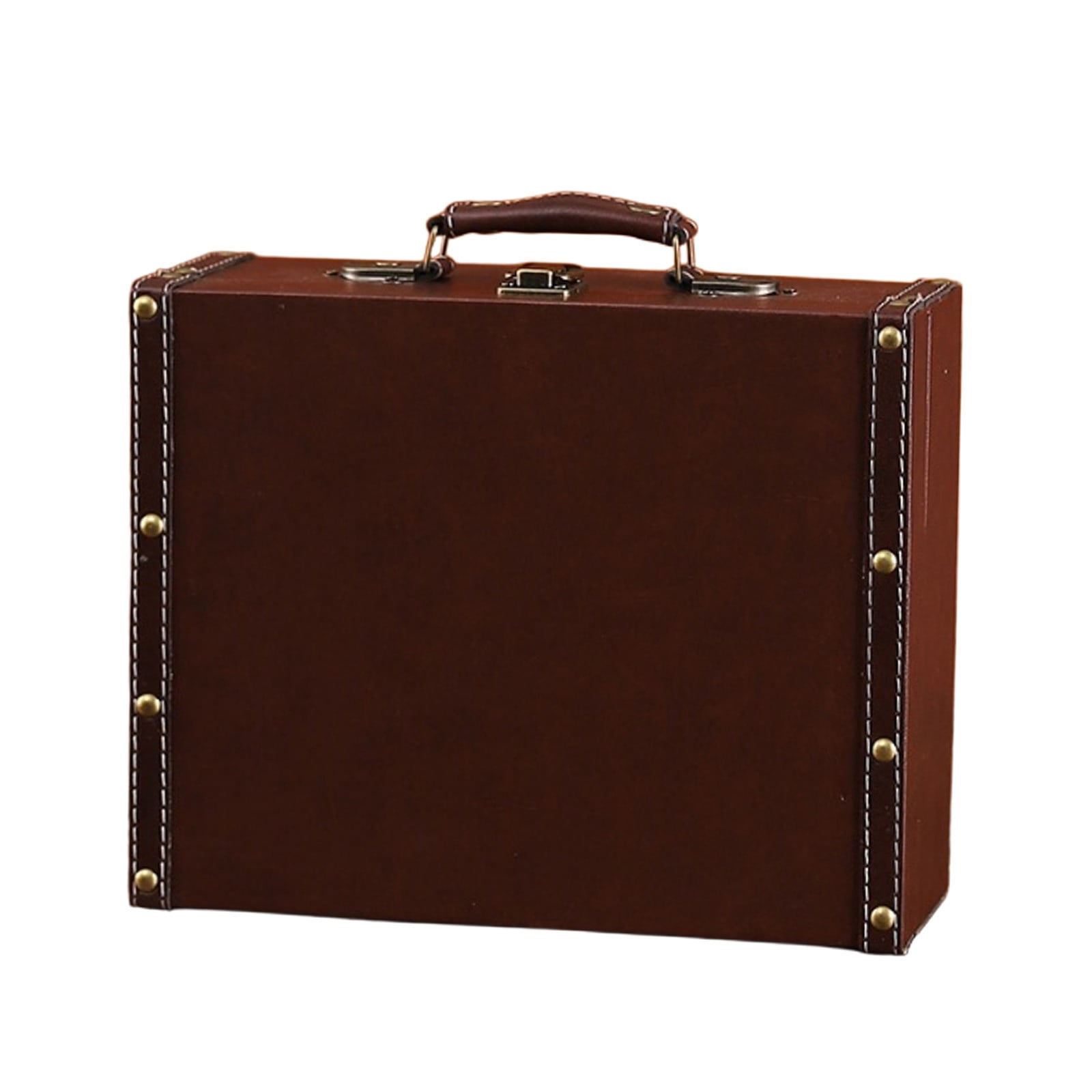 WIFKLSIIPG Retro Leather Suitcase Set European-Style British Leather Luxury Wooden Storage and Old Fashioned Luggage Suitcase for Decoration, Storage, and More (Brown)
