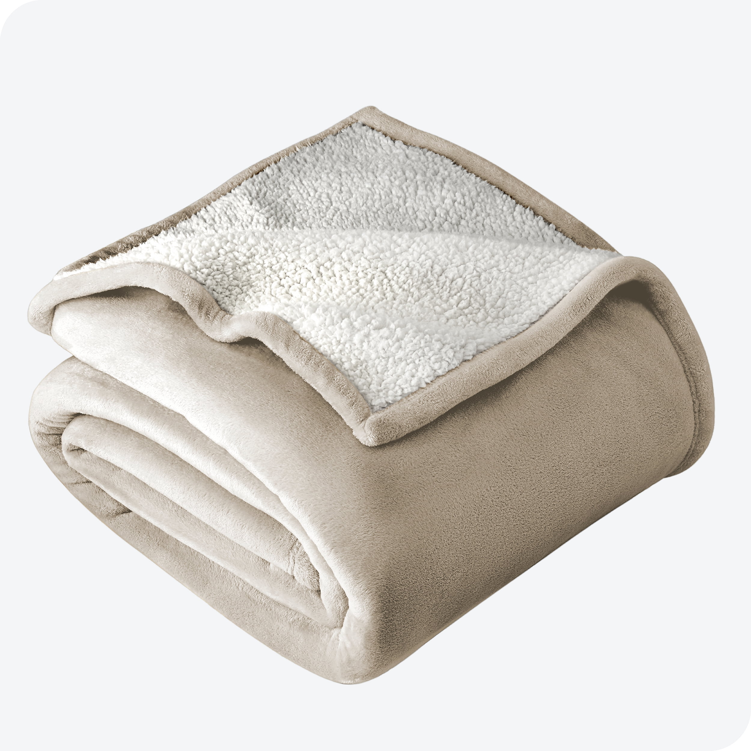 Bare Home Couverture de Lit en Sherpa Pelucheuse - Duveteuse et Douce - Réversible - Légère - Lit Simple/simple TG, Oyster