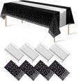 thumbnail image 1 of 1 Pack Plastic Table Cloth Cover + 1 Pack Satin Table Runner for Parties  Disposable Tablecloth for Rectangle Tables  Birthday Wedding Graduation Mather Valentine‘s Day Christmas Party Su, 1 of 8