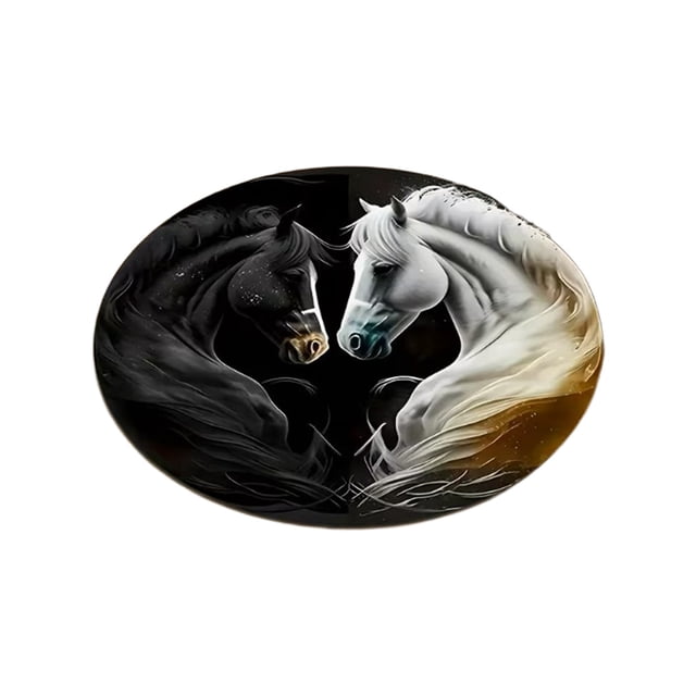 Eoozwa 31.5 Inch Round Horse Print Indoor Outdoor Carpet Non Slip Polyester Floor Mat for Living Room Bedroom Laundry, Decorative Area Rug with Animal Pattern, Machine Washable