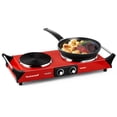 thumbnail image 1 of Techwood 1800W Double Burner Electric Hot Plate | Portable Induction Cooktop with Adjustable Temperature, Stay-Cool Handles & 7.5” Heating Surface, 1 of 7