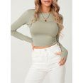 thumbnail image 4 of Faithtur T-shirt pour Femmes, Manches Longues Col Rond Ajusté Crop Top avec Trous pour les Pouces pour Usage Quotidien, 4 of 9