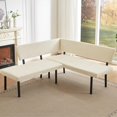 thumbnail image 4 of Banc de salle à manger moderne en forme de L, canapé d'angle rembourré en tissu de 170 cm avec pieds en métal pour coin cuisine, salon, salle à manger (beige), 4 of 15