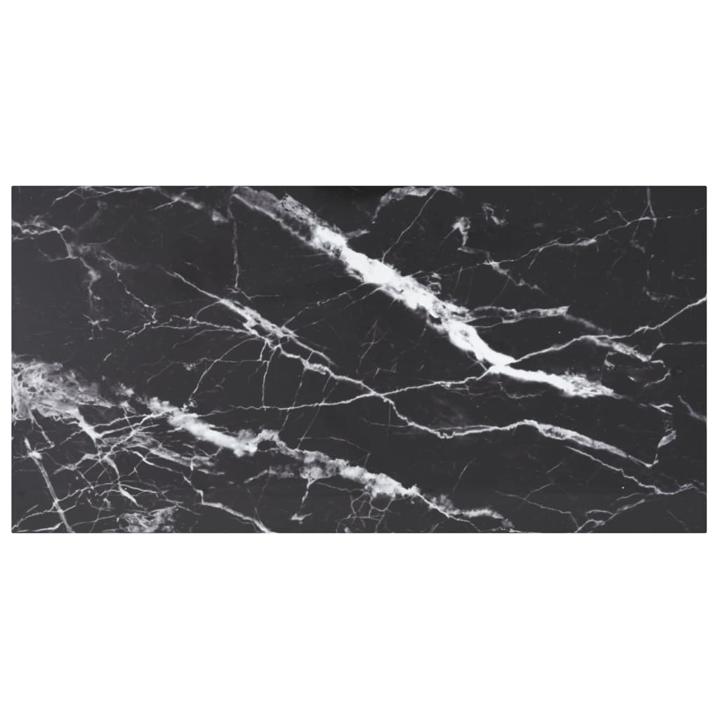 vidaXL Table Noire 100x50 cm Verre Trempé 6mm avec Design Marbre