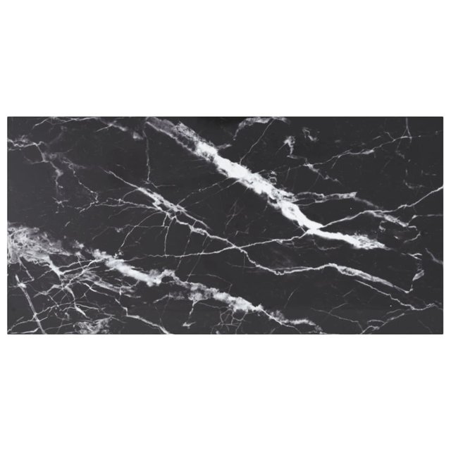 vidaXL Table Noire 100x50 cm Verre Trempé 6mm avec Design Marbre