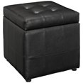 thumbnail image 1 of Modway Volt Tufted Faux Leather Square Storage Ottoman Cube In Black, 1 of 4