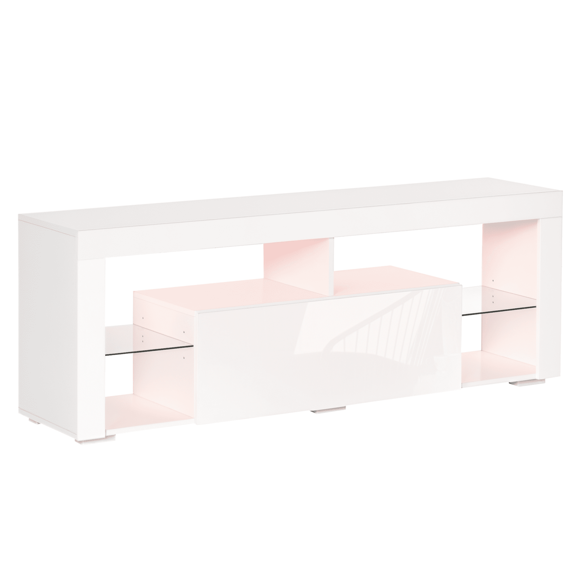 HOMCOM Meuble TV moderne Console multimédia avec lumières LED pour téléviseurs de 55 po