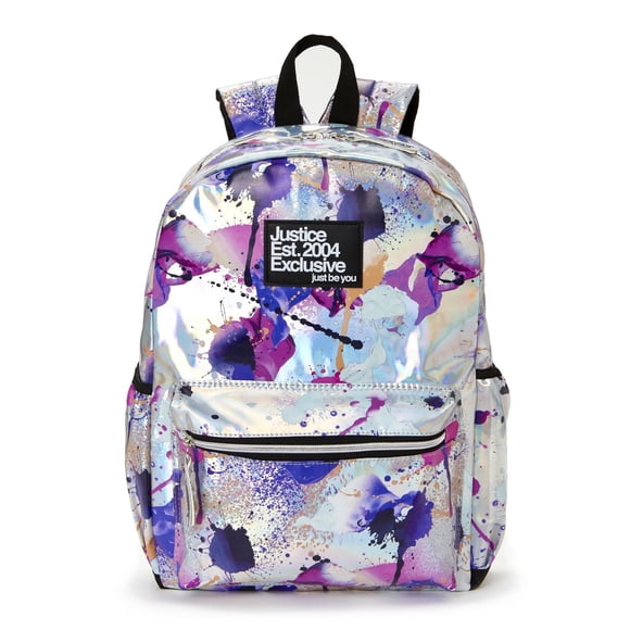 JUSTICE™ SAC À DOS BRILLANT AVEC ÉCLABOUSSURES DE PEINTURE FILLE