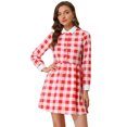 thumbnail image 1 of INSPIRE CHIC Women's Plaid Long Sleeve Button Up Point Collar Shirt Dress, 1 of 6