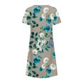 thumbnail image 5 of Pisexur Robe à Manches Courtes à Col Rond pour Femme Été Décontractée Col Rond Manches Courtes Plissée Imprimée Robes Femme Robe, 5 of 5