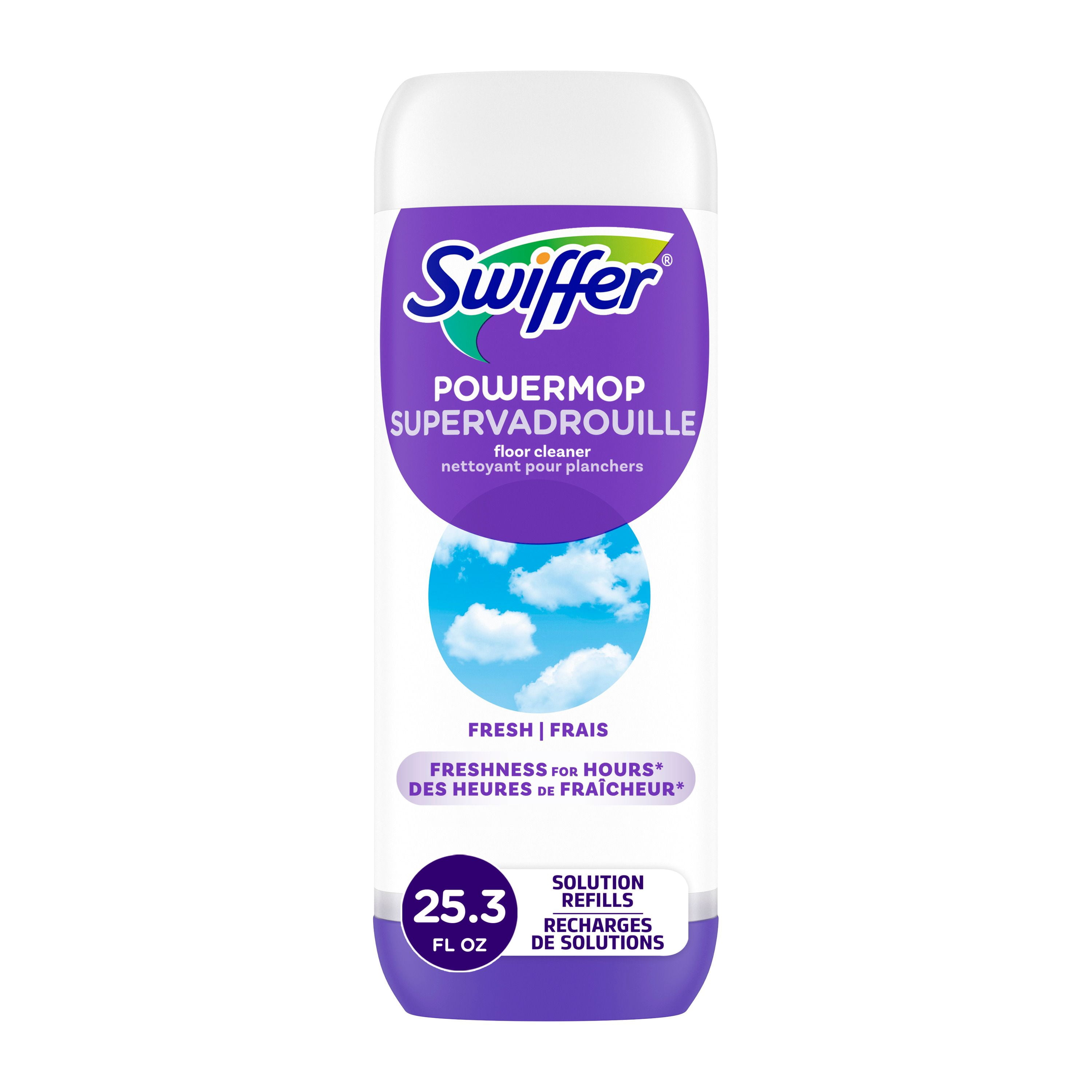 Swiffer Power Mop Refill Solution, Tile, Vinyl, Laminate, Wood, Floor Cleaner, Fresh, 750 ML