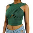thumbnail image 1 of Women Criss Cross Tank Tops Sleeveless Solid Color Cutout Crop Tops, 1 of 5