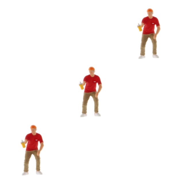 Wweixi Figurine Diorama 1/87 Personnages en Résine Train Disposition Garçon Rouge 3Ensemble