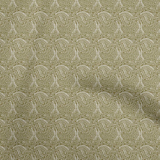 oneOone Velvet Olive Green Fabric Paisley Sewing Craft Projects Fabric Prints By Yard 58 Inch Wide