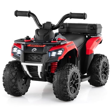 Costway VTT Électrique 6 V pour Tout-Petit avec Lumières et Musique et Port USB Boîte de Rangement Voiture Jouet Rouge