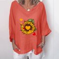 thumbnail image 2 of Four Seasons V-neck Casual Printed Three-quarter Sleeve Blouse, 2 of 7