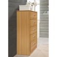 thumbnail image 3 of Hodedah Commode Contemporaine en Bois à Cinq Tiroirs, Fini Beige, 3 of 6