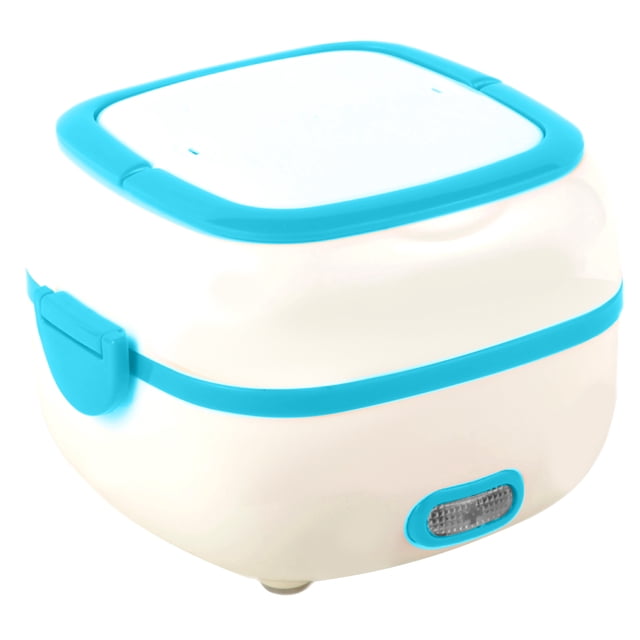 Graflsoa Double-Layer Stainless Steel Electric Lunch Box with Steaming Rack, 1L Capacity, 110V, Blue - Portable Food Heater for Rice, Dishes, and Eggs, Ideal for Work, School, and Travel