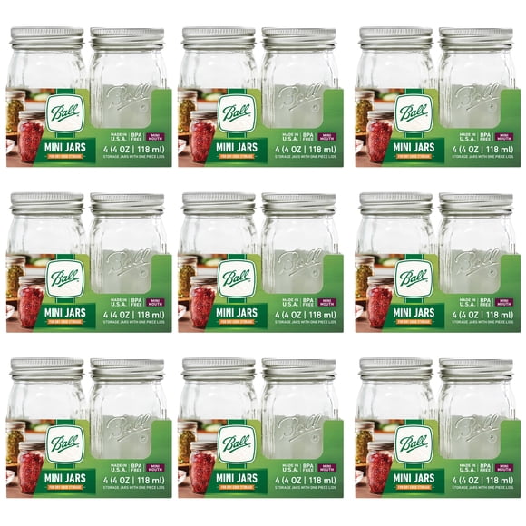 Bocal de Rangement Mini en Verre Boule, Format Quart de Pinte, 4 OZ (Lot de 36)
