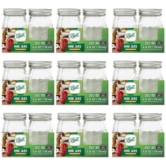 Ball Glass Mini Storage Jar, Quarter Pint Size, 4 OZ (Pack of 36)