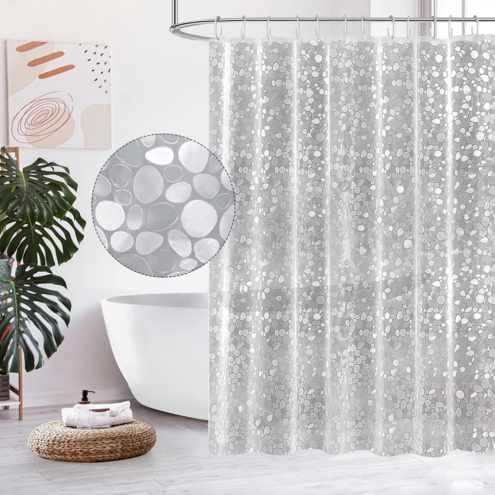 Shower Curtain Eva Clear Shower Curtains Waterproof Bathroom Curtain Translucent 3D Effect Stone Pattern with 12 Shower Curtain Rings for Bath and Shower Bathroom Curtains 180 × 180 cm