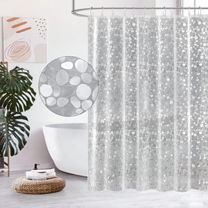 Shower Curtain Eva Clear Shower Curtains Waterproof Bathroom Curtain Translucent 3D Effect Stone Pattern with 12 Shower Curtain Rings for Bath and Shower Bathroom Curtains 180 × 180 cm