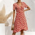 thumbnail image 2 of Fridja Womens V-Cou à Manches Courtes Dentelle Partie Plage Imprimé Floral Robe, 2 of 8
