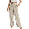 thumbnail image 2 of LYMAYTER Pantalon Large Taille Haute pour Femmes Pantalon Extensible Décontracté Respirant Formel, 2 of 9