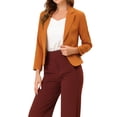 thumbnail image 4 of INSPIRE CHIC Women's Blazer Open Front Wear-to-Work Summer Crop Suit Jacket XS Dark Orange-Solid, 4 of 6