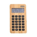Compteur de calculatrice de bambou de bureau 12 Affichage numérique Batterie solaire et bouton Double alimentation Outil de calcul écologique pour le magasin d'école de bureau à domicile