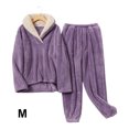 thumbnail image 4 of Ruiboury Pyjama en Velours Chaud d'Hiver pour les Nuits Froides Pyjama en Molleton de Corail en Polyester Doux Confortable Pourpre, 4 of 6