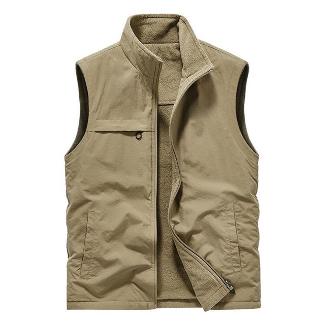 Birdeem Mens Thin Workwear Solid Color Stand Collar Sleeveless Jacket Tank Tops