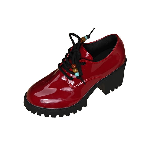 Christmas Pajamas for Family Matching Family Christmas Pajamas Women Fashionable and Casual Round Toe Tie Thick Heel Low Cut Sponge Cake British Style Large Size Small Leather Shoes in Stock Wholesale