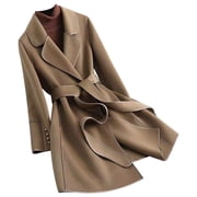 HWRETIE Women's Wool Coat Mid Length Winter Outerwear Warm Casual Jacket For Fall Winter Wear